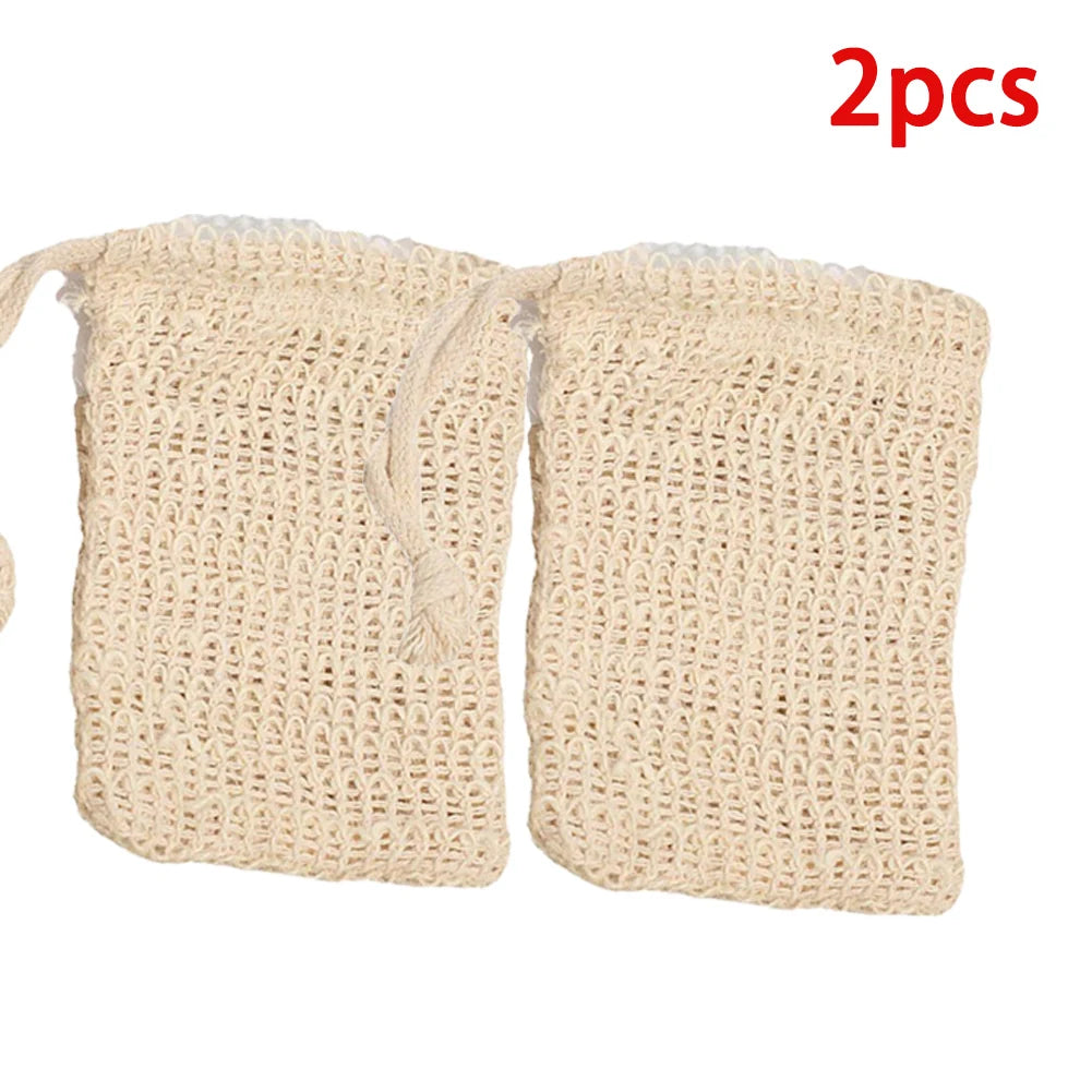Natural Cotton Linen Foaming Soap Bag Saver Net Mesh Massage Exfoliator Pouch Bathing Bubble Maker Cleaning Tool 1/2/5pcs