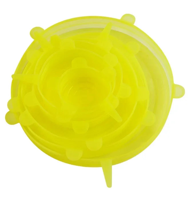 6PCS Food Grade Silicone Bowl Covers β Universal Elastic Round Lids with Airtight Seal β Reusable Kitchen Food Savers