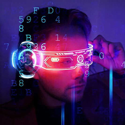 7 Colors Glowing Luminous LED Flashing Glasses Acrylic Light Neon Light Party Glasses Cyberpunk Futuristic For Club Decorations