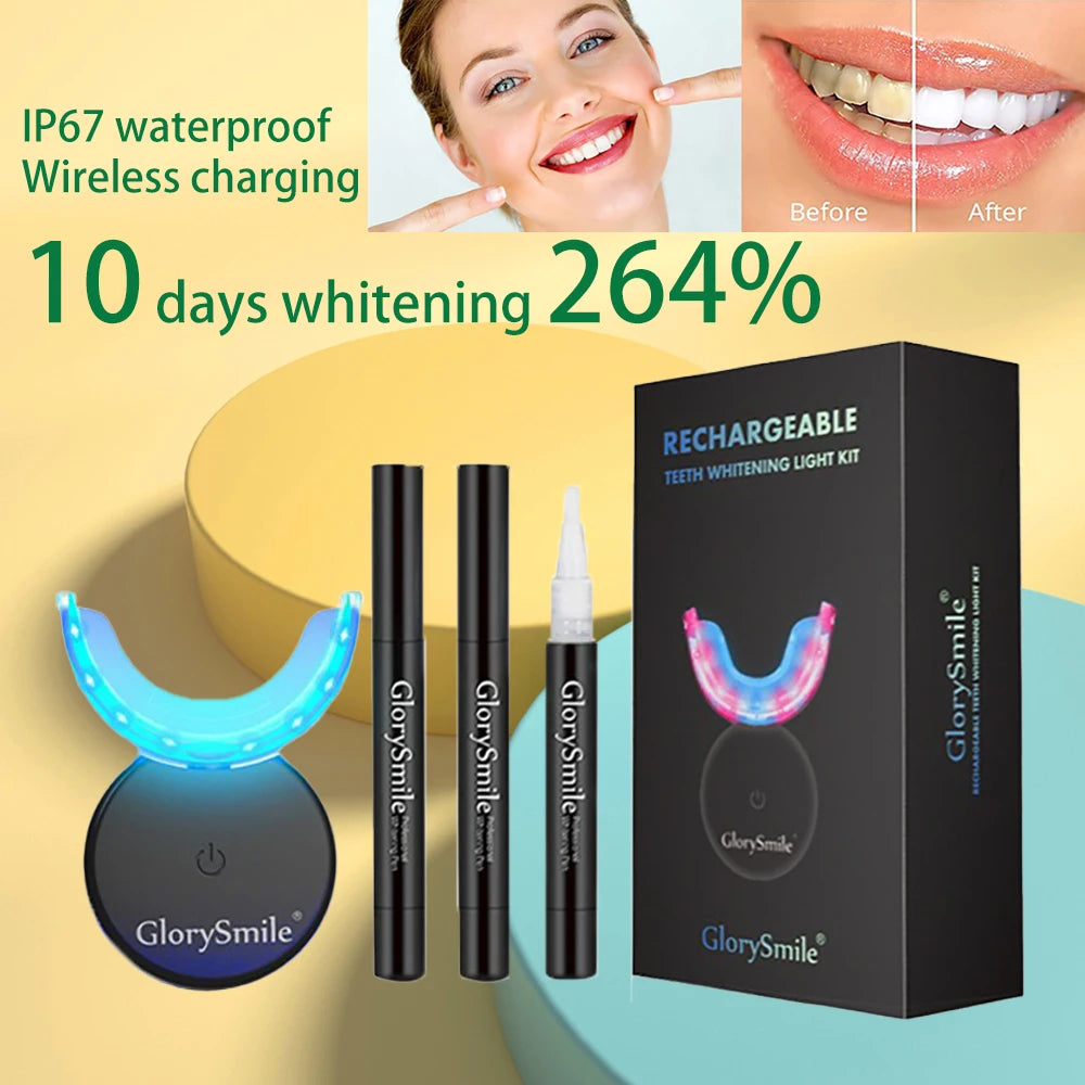 Tooth Whitening Kit Wireless Charging IP67 Waterproof Teeth Whitening 44% Peroxide Dental White Equipment LED Light