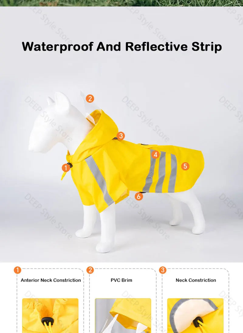 2026 New Waterproof Reflective Dog Raincoat Hooded Summer Lightweight Puppy Rain Poncho Outdoor Pet Rain Jacket For Small Dogs