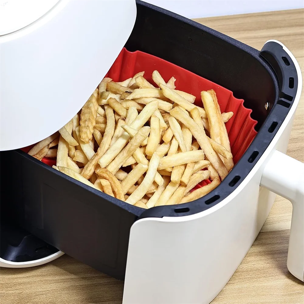 Silicone Air Fryer Liners, Replacement of Parchment Paper Liner - Reusable & Heat Resistant Air Fryer Silicone Baking Tray