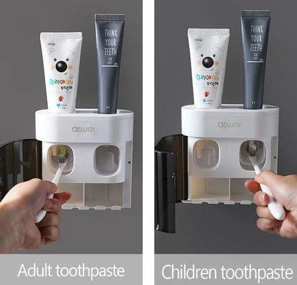 Wall Mounted Toothpaste Squeezer Automatic Toothpaste Dispenser Magnetic Toothbrush Holder Toothpaste Rack Bathroom Accessories