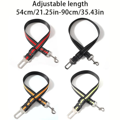 Pets Car Seat Belt, Attaches To Harness & Collar, Adjustable Travel Restraint Fits Small - Large Pups for Safety & Comfort