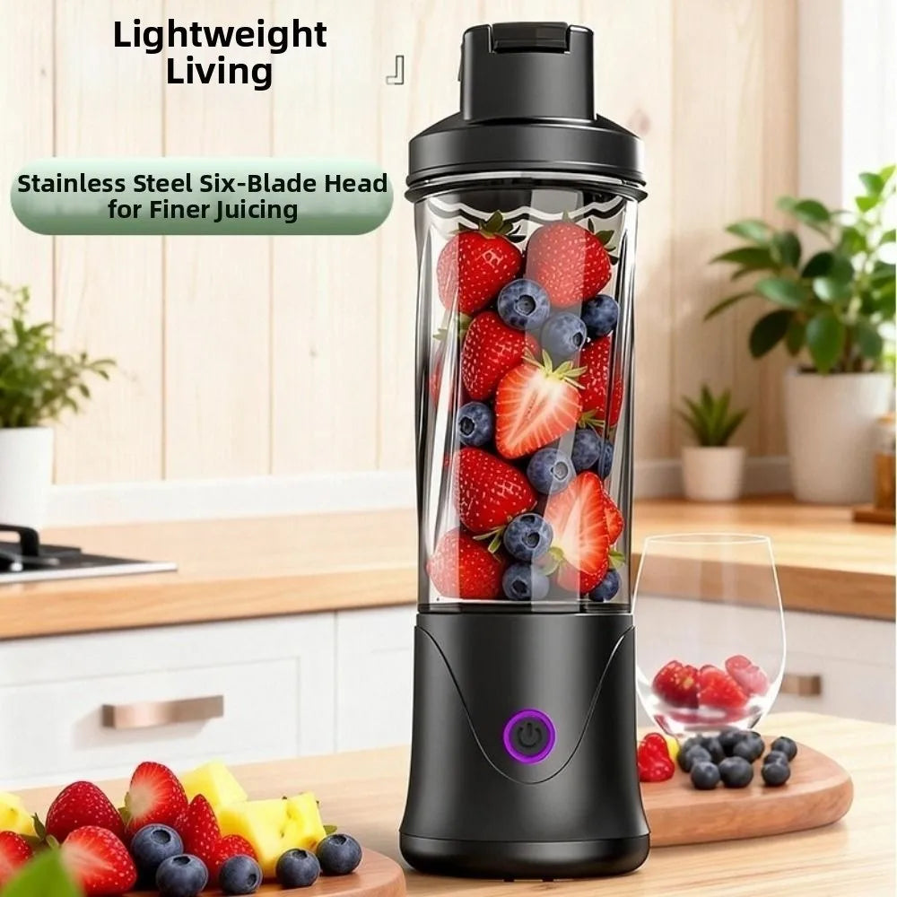Portable 450ML Capacity Mini Blender Cup USB Charging Plastic Electric Fruit Juicer Cordless Small Fruit Extractor Cup Office