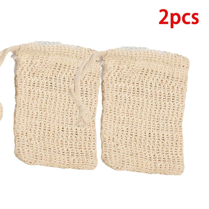 Natural Cotton Linen Foaming Soap Bag Saver Net Mesh Massage Exfoliator Pouch Bathing Bubble Maker Cleaning Tool 1/2/5pcs