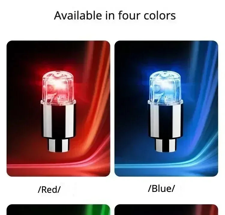 2PCS Colorful LED Wheel Valve Lights Motorcycle Car Wheel Tire Valve Caps Universal Dustproof Bicycle Valve Cover