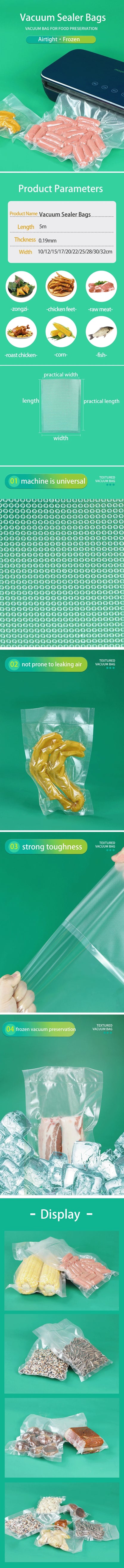 5M Length Food Vacuum Sealer Bags 7-Ply Co-Extruded Perfect for Freezing Meat, Fish, Vegetables - Durable Vacuum Storage Bags