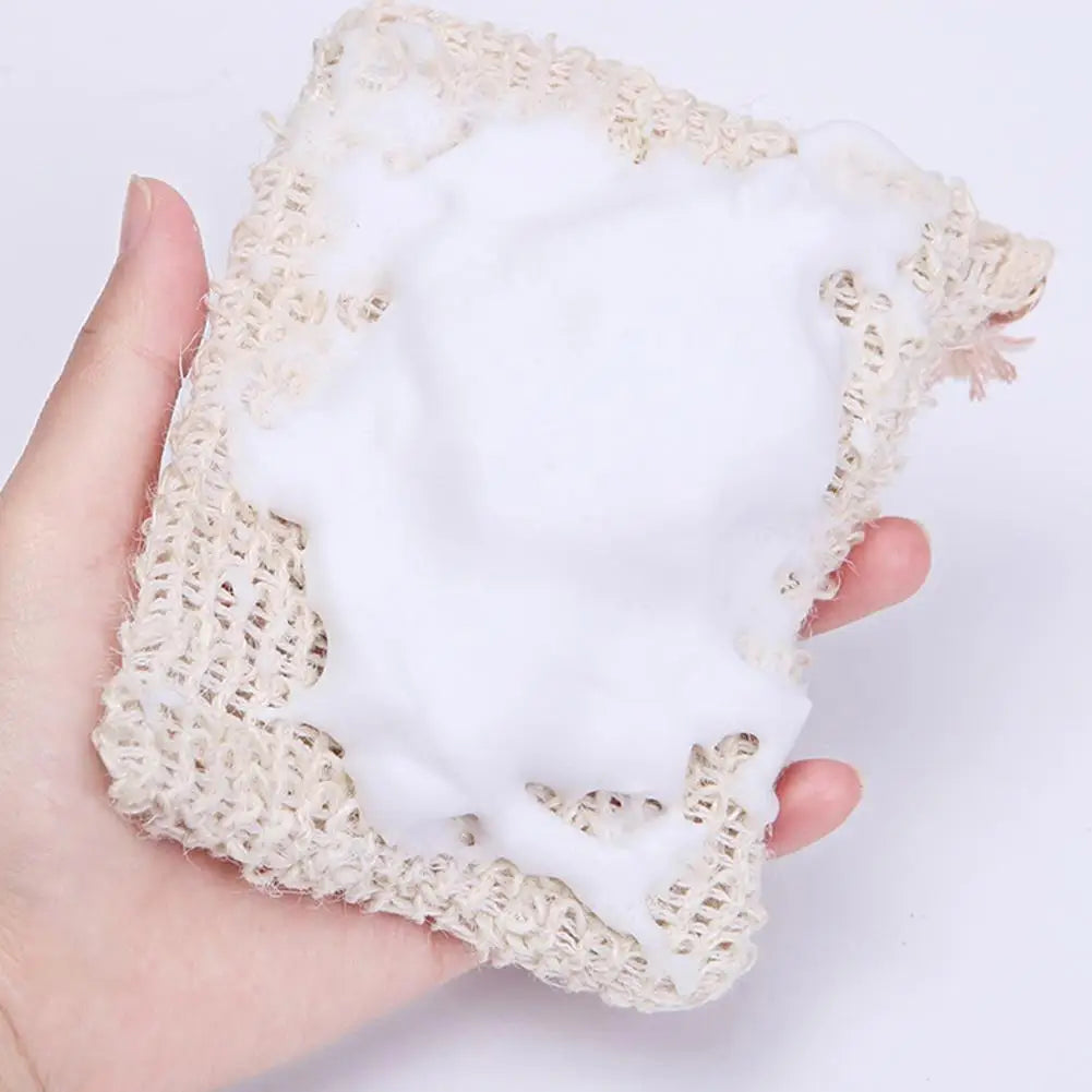 Natural Cotton Linen Foaming Soap Bag Saver Net Mesh Massage Exfoliator Pouch Bathing Bubble Maker Cleaning Tool 1/2/5pcs