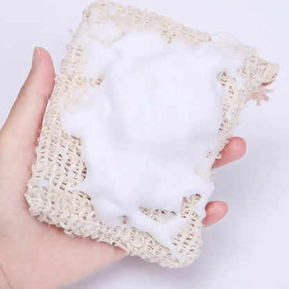 Natural Cotton Linen Foaming Soap Bag Saver Net Mesh Massage Exfoliator Pouch Bathing Bubble Maker Cleaning Tool 1/2/5pcs
