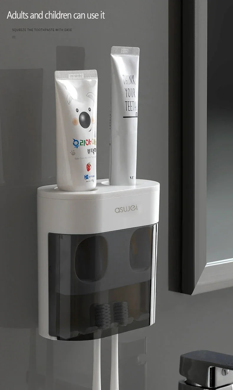 Wall Mounted Toothpaste Squeezer Automatic Toothpaste Dispenser Magnetic Toothbrush Holder Toothpaste Rack Bathroom Accessories