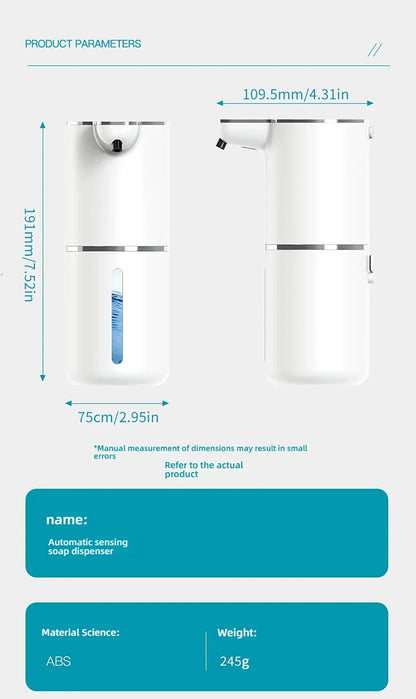 Waterproof Automatic Soap Dispenser 350ml Foaming Soap Dispenser Type C Rechargeable Electric  Adjustable Foam Soap Dispenser