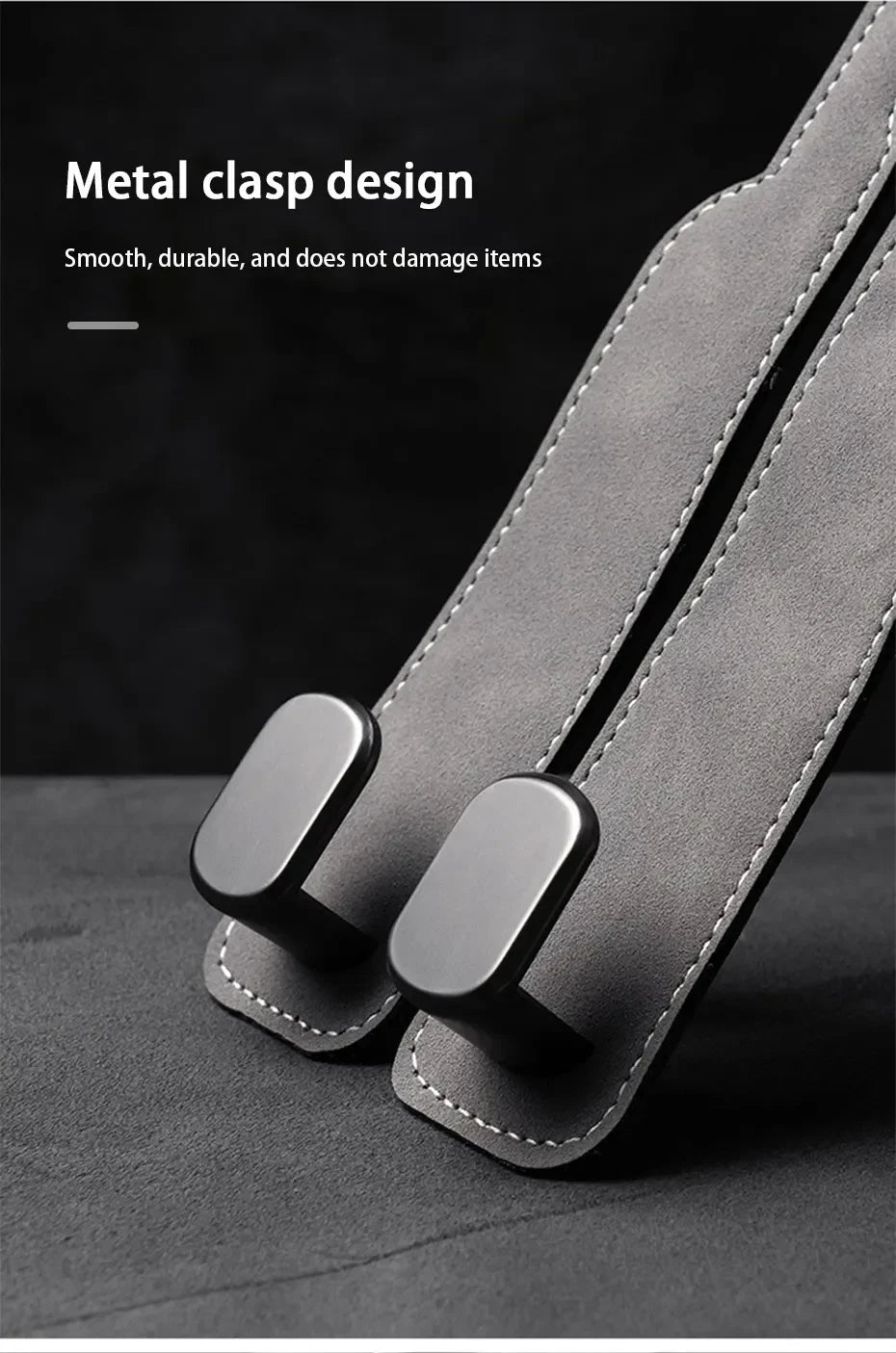 Quality Car Headrest Hook Premium Suede Rear Seat Hanging Dual Hook 20KG Large Load-Bearing Alloy Hook Hanger Universal