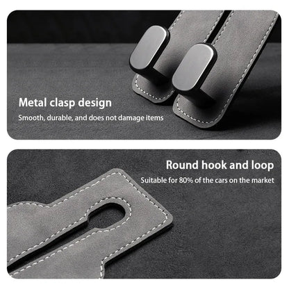 Quality Car Headrest Hook Premium Suede Rear Seat Hanging Dual Hook 20KG Large Load-Bearing Alloy Hook Hanger Universal