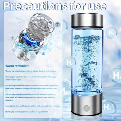 420ML Smart Portable Alkaline Water Bottle, Rechargeable Hydrogen Ionizer Generator with pH Tester for Healthy Drinking Anywhere