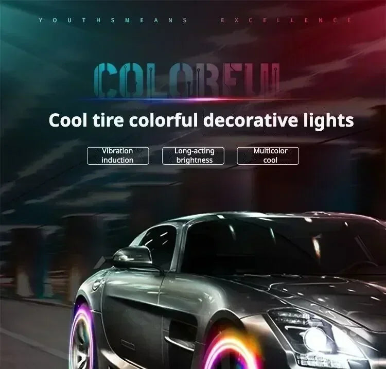 2PCS Colorful LED Wheel Valve Lights Motorcycle Car Wheel Tire Valve Caps Universal Dustproof Bicycle Valve Cover