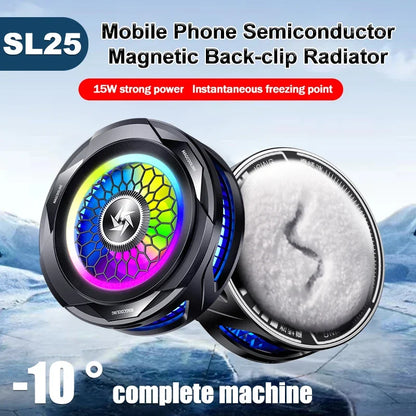 15W High Power Magnetic/ Back-clip 2 in 1 Semiconductor Freezable Ice Cooling Radiator SL25 Mobile Phone Summer PUBG Game Cooler