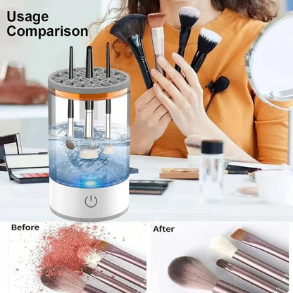 3 In 1 Automatic Electric Makeup Brush Cleaner For Women Quick Dry Spinner Tool Lazy Cleaning Brush Holder Stand