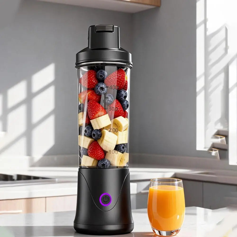 Portable 450ML Capacity Mini Blender Cup USB Charging Plastic Electric Fruit Juicer Cordless Small Fruit Extractor Cup Office