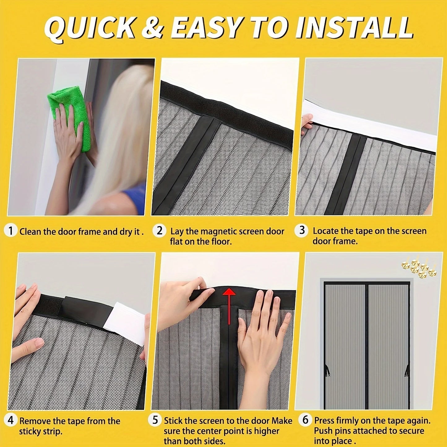 Magnetic Screen Door for Easy Installation - Prevents Insects from Entering, Allows Fresh Air to Flow | Durable Mesh Curtain