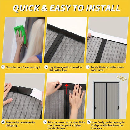 Magnetic Screen Door for Easy Installation - Prevents Insects from Entering, Allows Fresh Air to Flow | Durable Mesh Curtain
