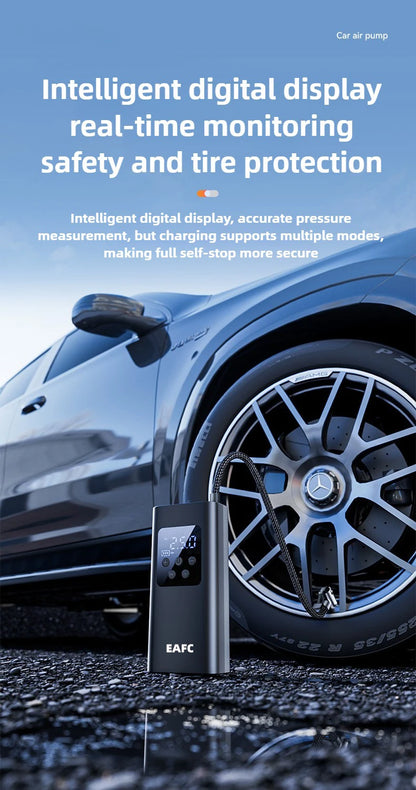 Wireless/Wired Electric Tire Inflator LCD Digital Display Portable Tyre Inflator with LED Light Digital Inflator Inflatable Pump