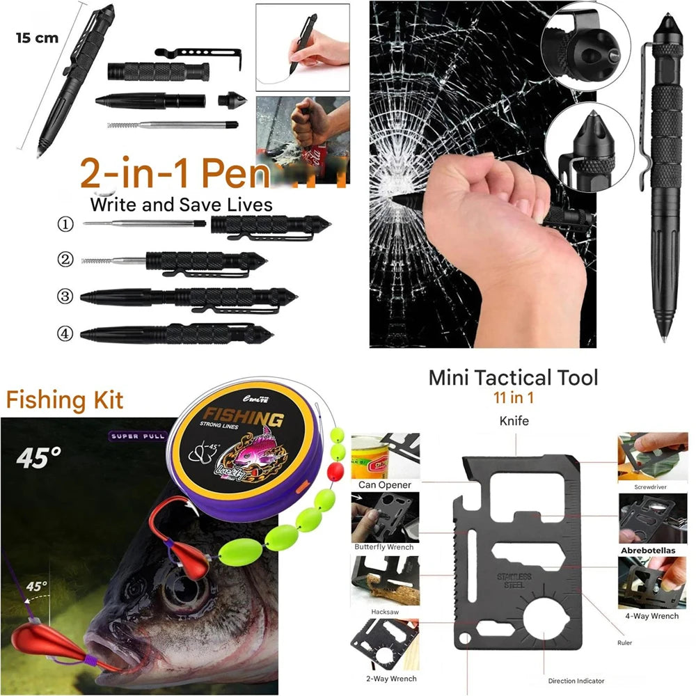 2025 Full Military Survival Kit Emergency Package Car Breaker Survival Equipment Accessories with First Aid Kit
