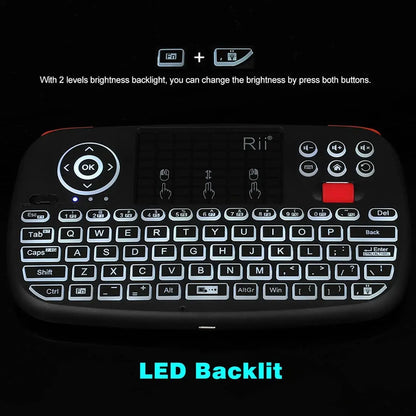 Rii i4 Mini Bluetooth Wireless Keyboard With Touchpad 2.4GHz Backlit Mouse Remote Control For Windows Android TV Box Smart TV