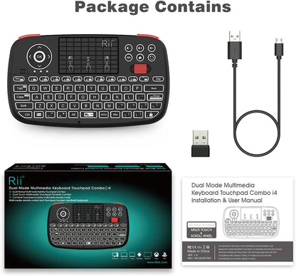 Rii i4 Mini Bluetooth Wireless Keyboard With Touchpad 2.4GHz Backlit Mouse Remote Control For Windows Android TV Box Smart TV