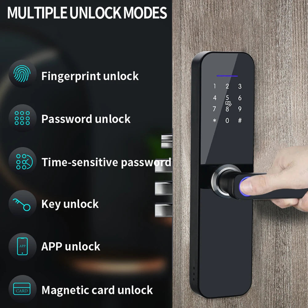 RAYKUBE F005 IP65 Waterproof Tuya Wifi Lock Electronic Smart Door Lock With Fingerprint/Smart Card/Password/Key/APP Unlock