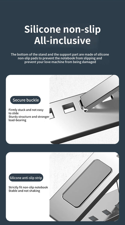 Adjustable Laptop Stand Aluminum For Macbook Levels Double Folding Computer PC Tablet Stand Notebook Pad Holder Heat Dissipation