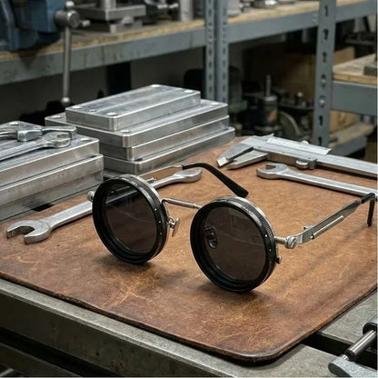 Round Frame Fishing Sunglasses Anti UV Protection Manual Rotating Adjustable Dimming Glasses TAC Metal ND Filter Sunglasses
