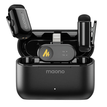 maono T1mini Wireless Lapel Microphone for Phone-Noise Cancellation Auto Clipping Function App Setting Audio Video Recording Mic