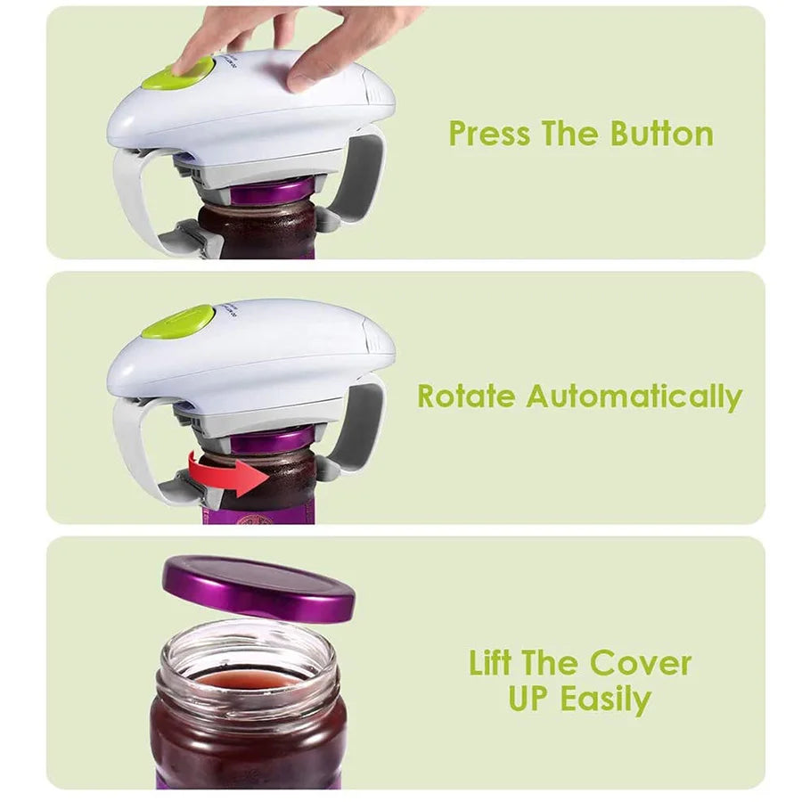 Automatic Electric Can Opener Beer Bottle Opener Handheld Safe  Free Jar Can Tin Battery Operated Restaurant Kitchen Bar Tools