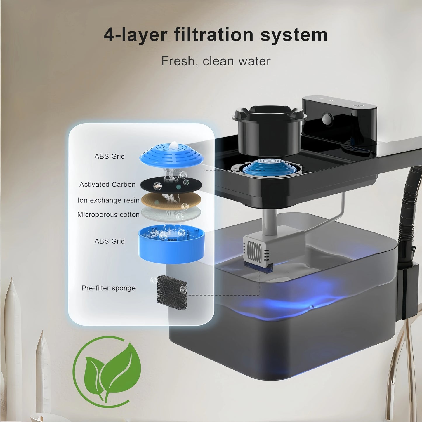 Smart Wireless Cat Water Fountain Cordless Rechargeable Battery Operated 2.2L Automatic Pet Water Dispenser with Motion Sensor