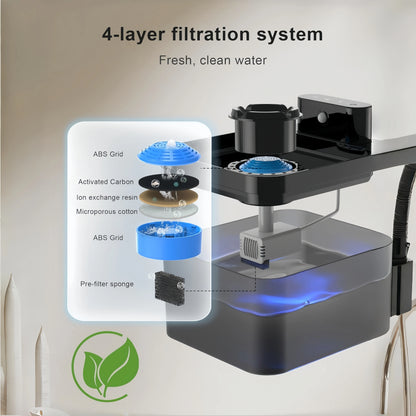 Smart Wireless Cat Water Fountain Cordless Rechargeable Battery Operated 2.2L Automatic Pet Water Dispenser with Motion Sensor