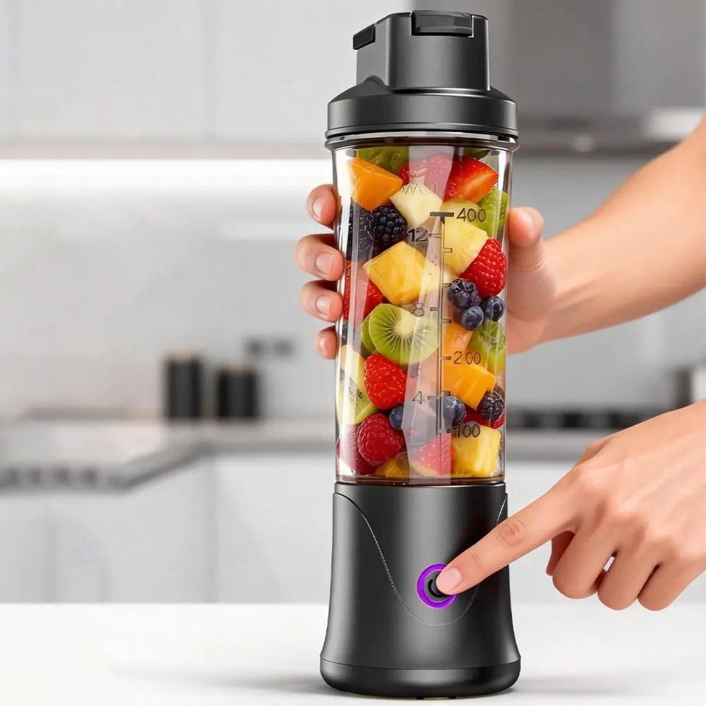 Portable 450ML Capacity Mini Blender Cup USB Charging Plastic Electric Fruit Juicer Cordless Small Fruit Extractor Cup Office
