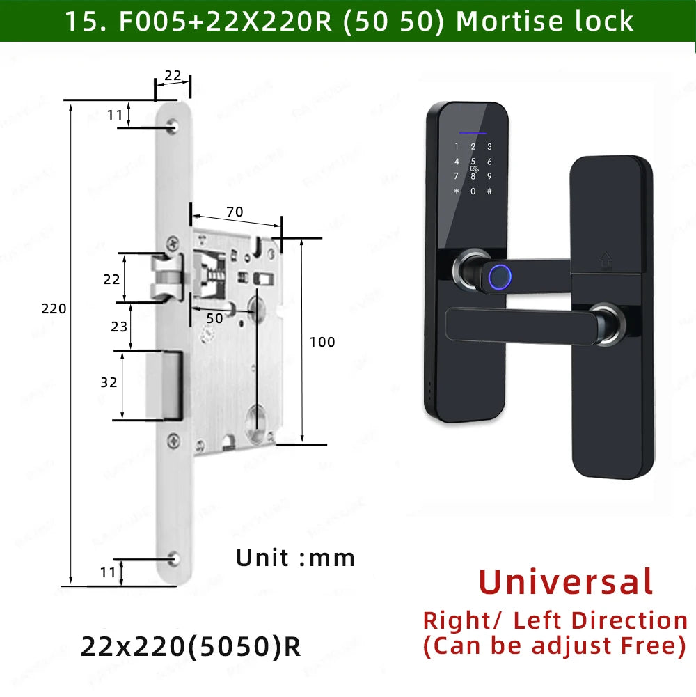 RAYKUBE F005 IP65 Waterproof Tuya Wifi Lock Electronic Smart Door Lock With Fingerprint/Smart Card/Password/Key/APP Unlock