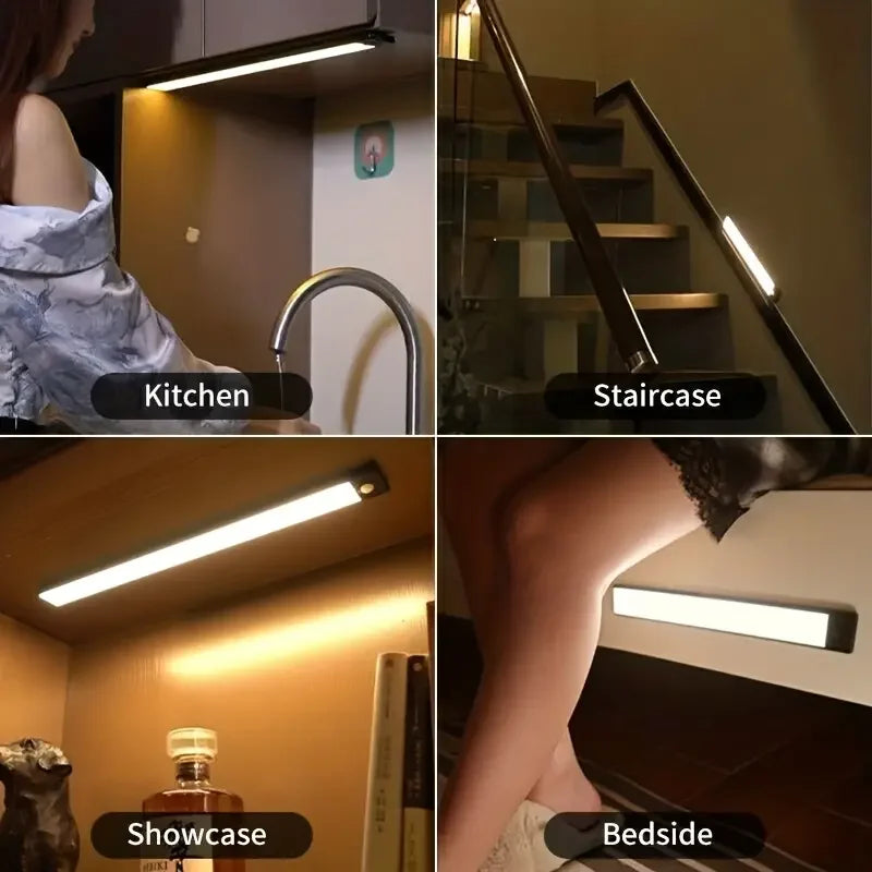 Intelligent Cabinet Light Human Body Induction Light Magnetic Suction Bedroom Bedside Wardrobe Charging Long Strip Night Light