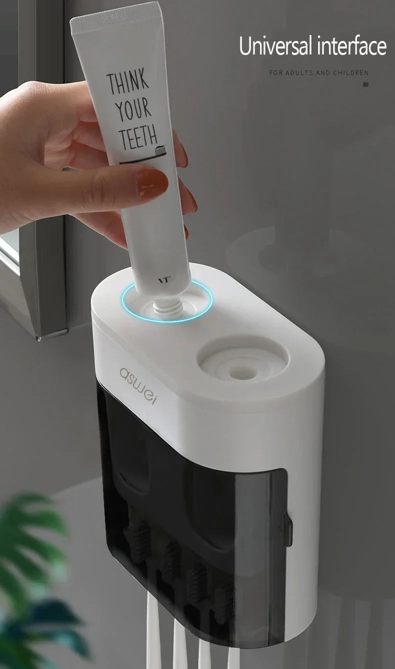 Wall Mounted Toothpaste Squeezer Automatic Toothpaste Dispenser Magnetic Toothbrush Holder Toothpaste Rack Bathroom Accessories