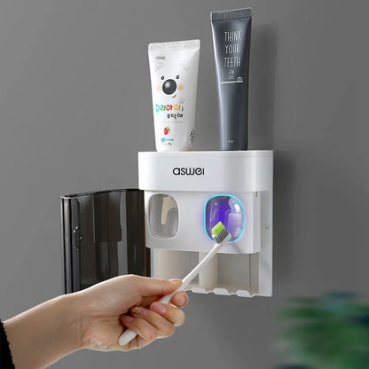 Wall Mounted Toothpaste Squeezer Automatic Toothpaste Dispenser Magnetic Toothbrush Holder Toothpaste Rack Bathroom Accessories