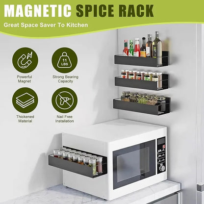 Refrigerator Magnetic Spice Rack,Carbon Steel Magnetic Rack,Can Store Seasoning Bottles,Oil Pots,Snacks,Tea Leaves,Etc.in Layers