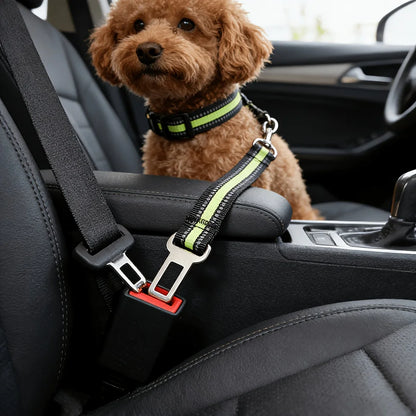 Pets Car Seat Belt, Attaches To Harness & Collar, Adjustable Travel Restraint Fits Small - Large Pups for Safety & Comfort