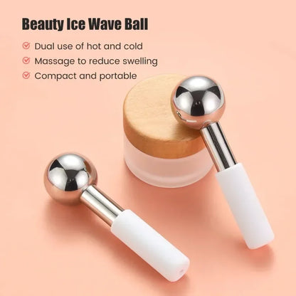 Ice Globes for Face & Eye Unbreakable Stainless Steel Cooling Roller Tool Gua Sha for Face Eye Body Skin Care Ice Wave Ball