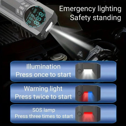 3 In 1 Portable 12V Car Jump Starter Power Bank Air Compressor Cordless Electric Car Air Pump With Emergency Start Power Supply