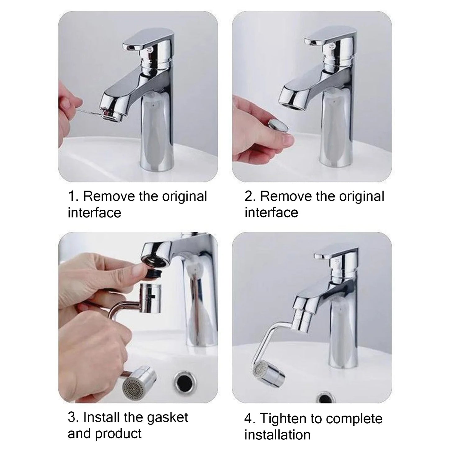 Flexiflow Rotating Faucet Extender Stainless Steel Valve Core Corrosion-Resistant for Kitchen Bathroom Sink Faucets
