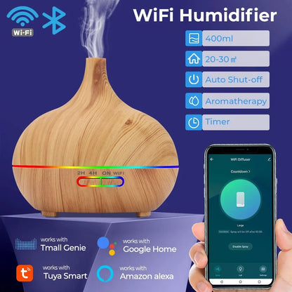 WiFi Smart Air Humidifier 400ml Essential Oil Diffuser Aromatherapy Ultrasonic Air Humidifiers Cool Mist Sprayer Humidificador