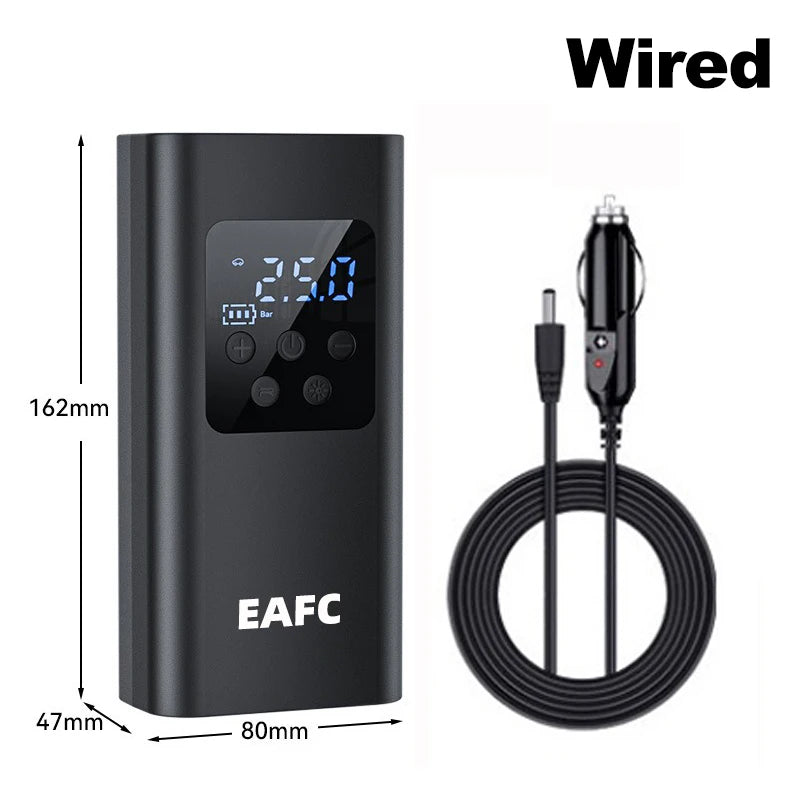Wireless/Wired Electric Tire Inflator LCD Digital Display Portable Tyre Inflator with LED Light Digital Inflator Inflatable Pump