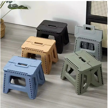 Folding Step Stool Strong Load-bearing Heavy-Duty Chair Travel Use Compact Collapsible Chair with Handle Camping Supplies