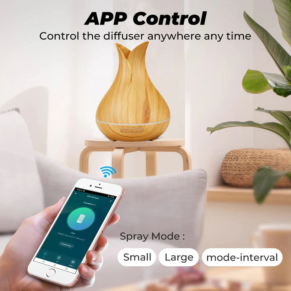 WiFi Smart Air Humidifier 400ml Essential Oil Diffuser Aromatherapy Ultrasonic Air Humidifiers Cool Mist Sprayer Humidificador